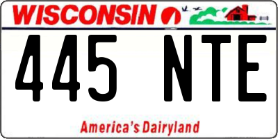 WI license plate 445NTE