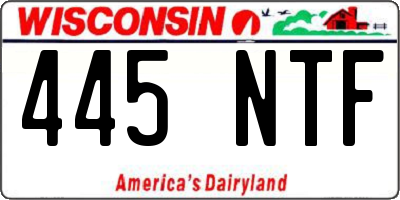 WI license plate 445NTF