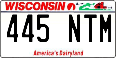 WI license plate 445NTM