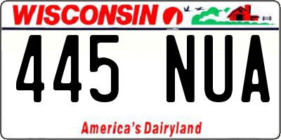 WI license plate 445NUA