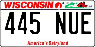 WI license plate 445NUE