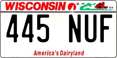 WI license plate 445NUF