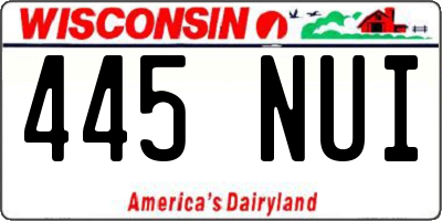 WI license plate 445NUI