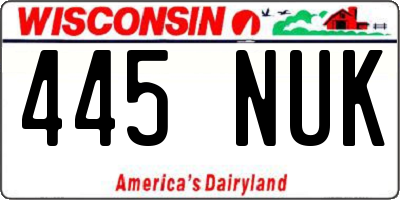 WI license plate 445NUK