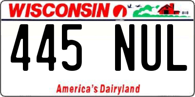WI license plate 445NUL