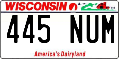 WI license plate 445NUM