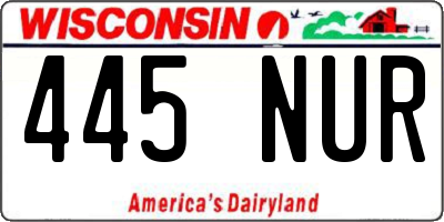 WI license plate 445NUR