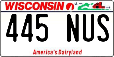 WI license plate 445NUS