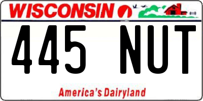 WI license plate 445NUT