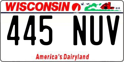 WI license plate 445NUV