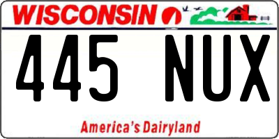 WI license plate 445NUX