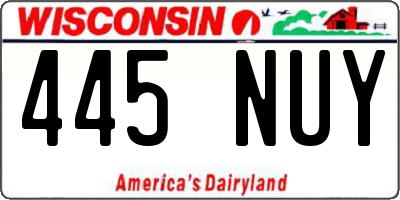 WI license plate 445NUY