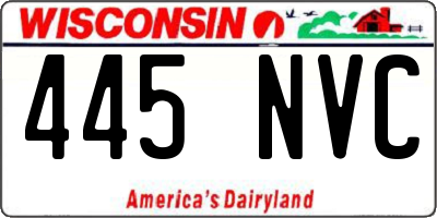 WI license plate 445NVC