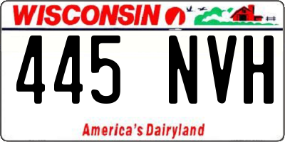 WI license plate 445NVH