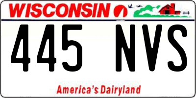 WI license plate 445NVS