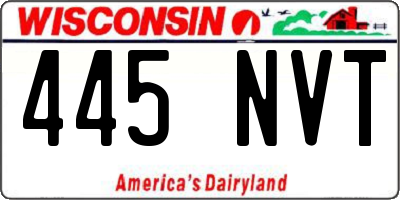 WI license plate 445NVT