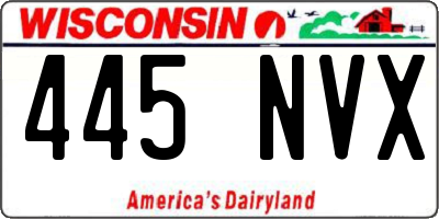 WI license plate 445NVX