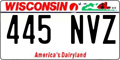 WI license plate 445NVZ