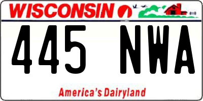 WI license plate 445NWA