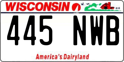 WI license plate 445NWB