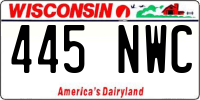 WI license plate 445NWC