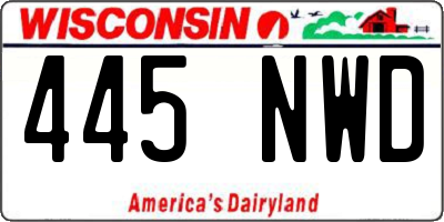 WI license plate 445NWD
