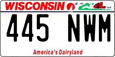 WI license plate 445NWM