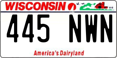 WI license plate 445NWN