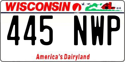 WI license plate 445NWP