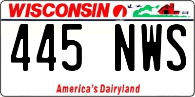WI license plate 445NWS