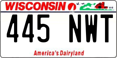 WI license plate 445NWT