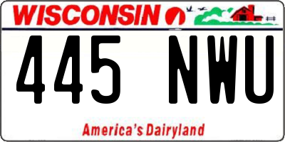 WI license plate 445NWU