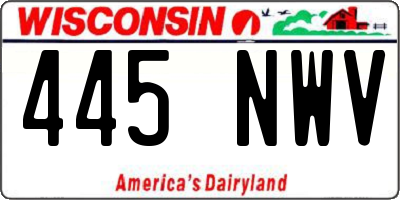 WI license plate 445NWV