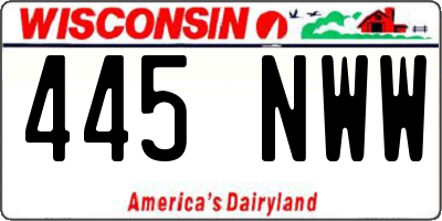 WI license plate 445NWW