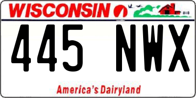 WI license plate 445NWX