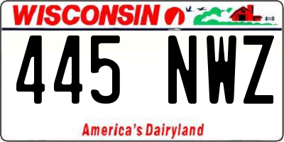 WI license plate 445NWZ