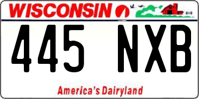 WI license plate 445NXB