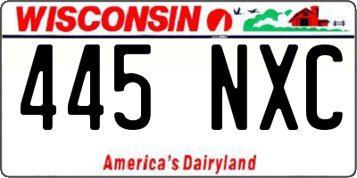 WI license plate 445NXC