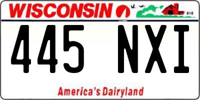 WI license plate 445NXI