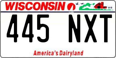 WI license plate 445NXT