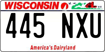 WI license plate 445NXU