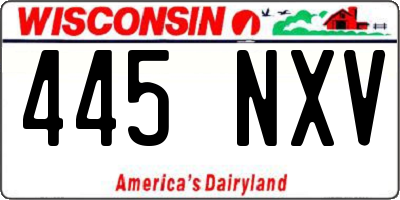 WI license plate 445NXV
