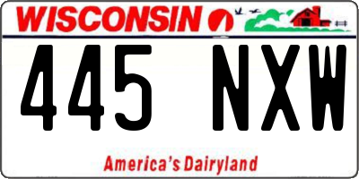WI license plate 445NXW