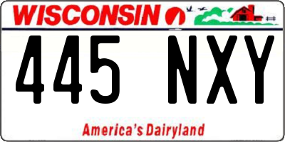 WI license plate 445NXY