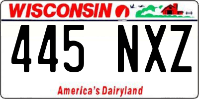 WI license plate 445NXZ