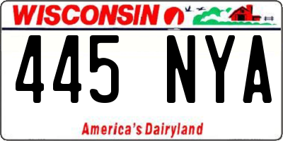 WI license plate 445NYA