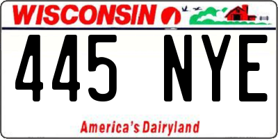 WI license plate 445NYE