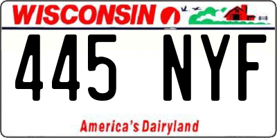 WI license plate 445NYF