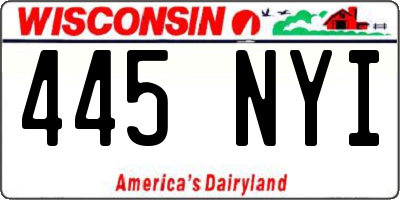 WI license plate 445NYI