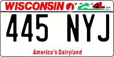 WI license plate 445NYJ